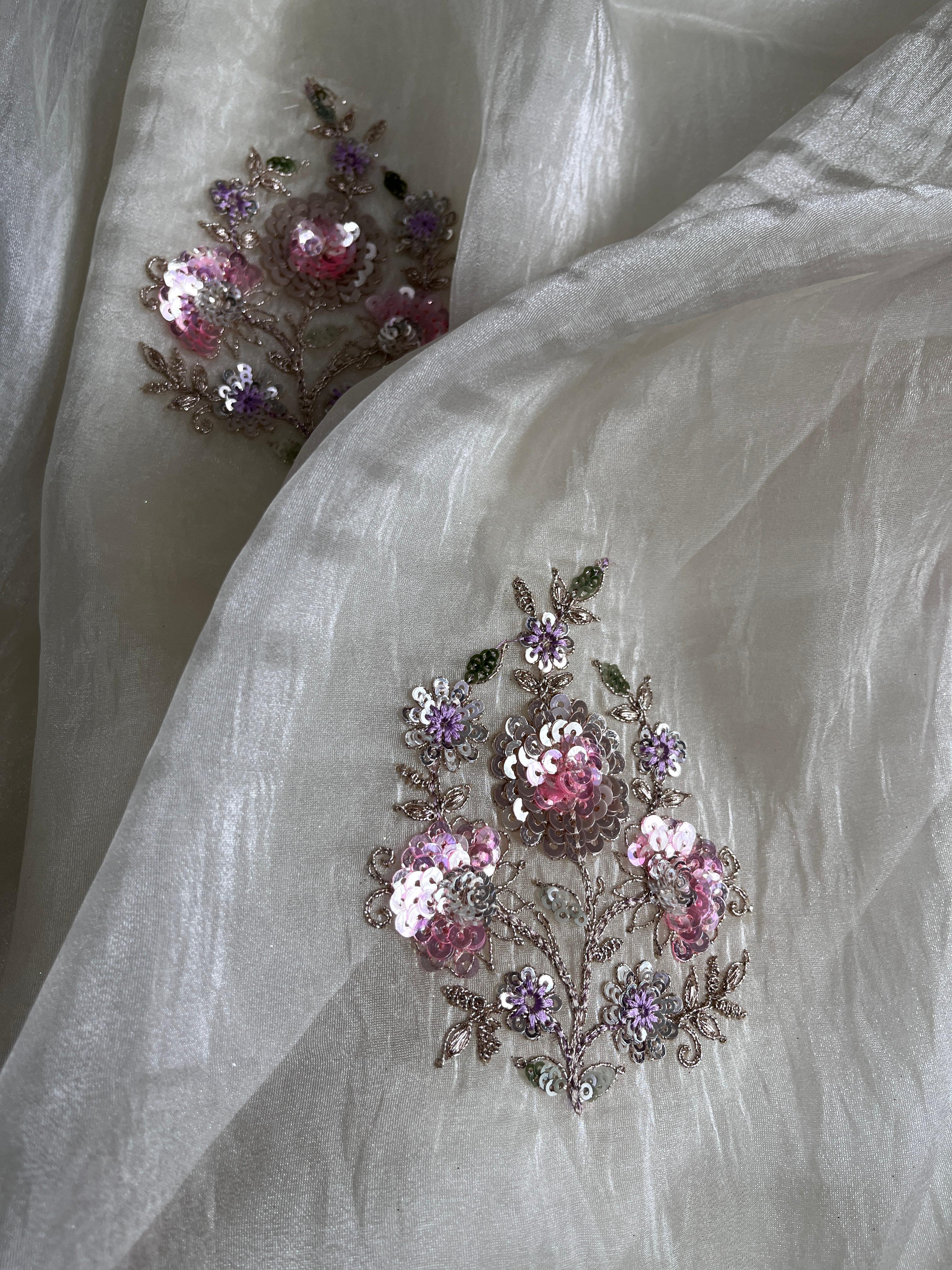 Rosé Ivory Luxe Crush Tissue Saree