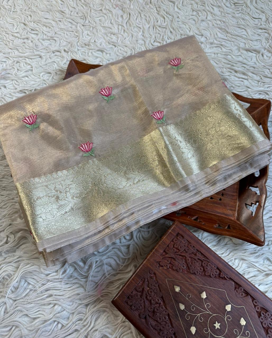 Golden Bloom Tissue Organza Saree