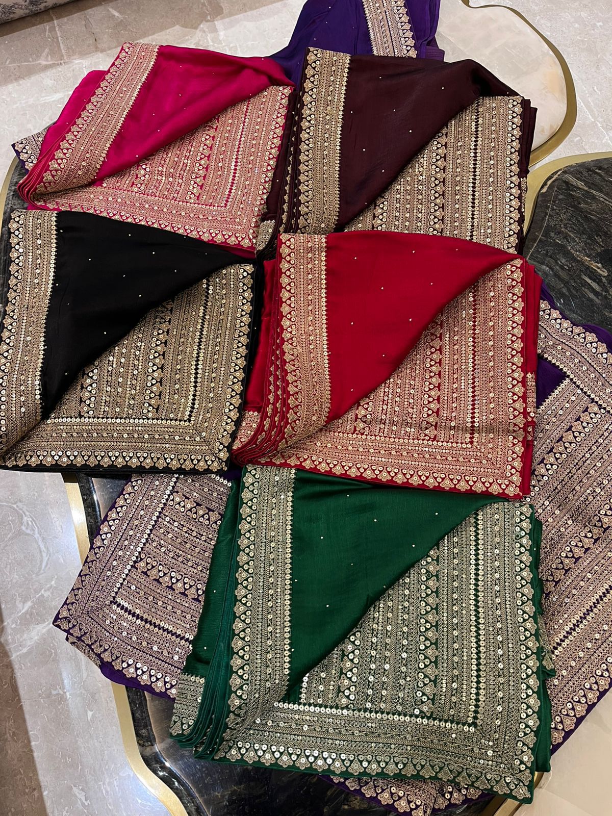 Mukesh work satin saree