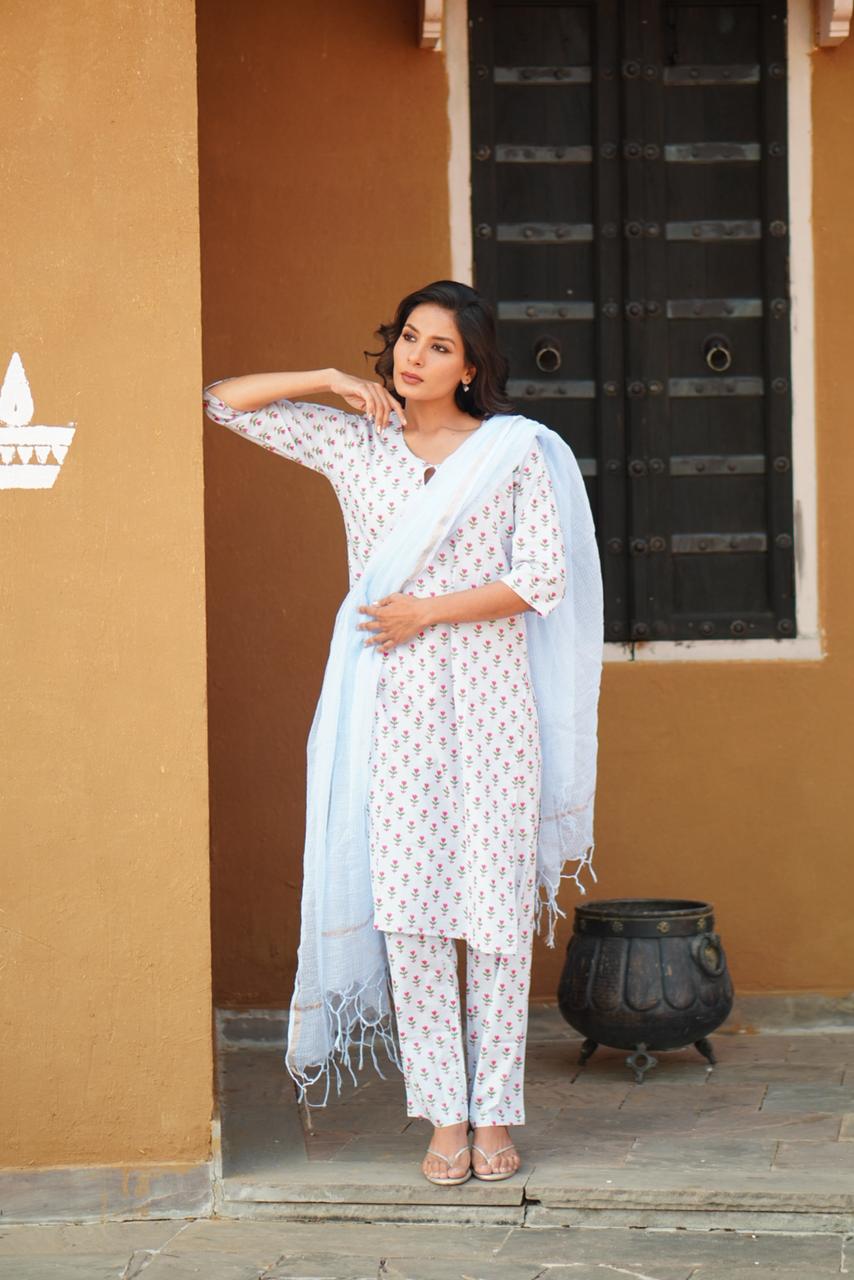 Powder blue kurta set