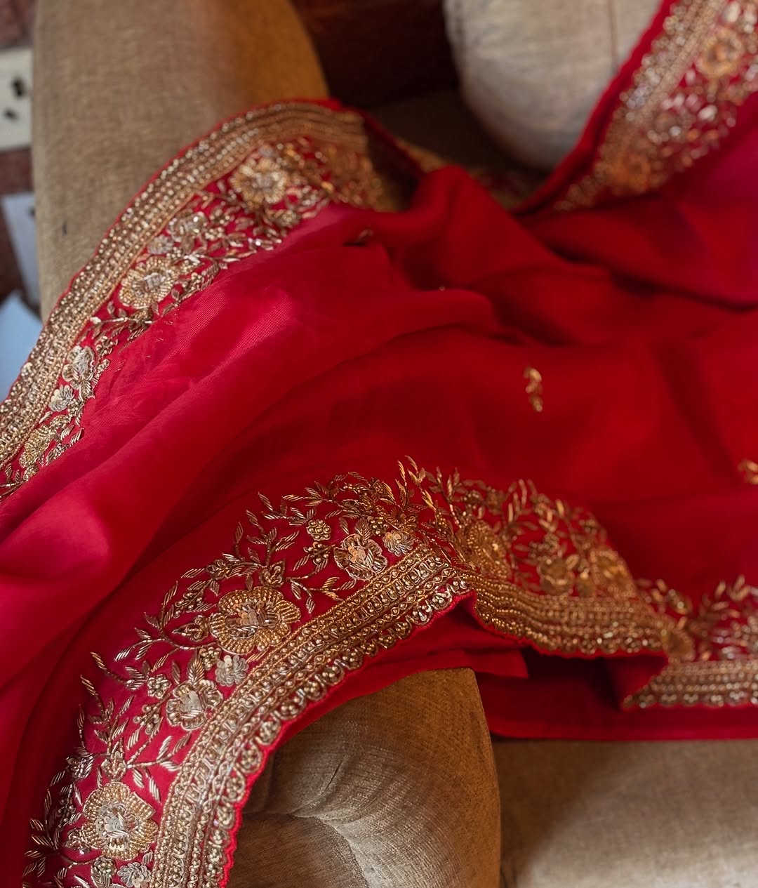 Crimson Royale Organza Saree