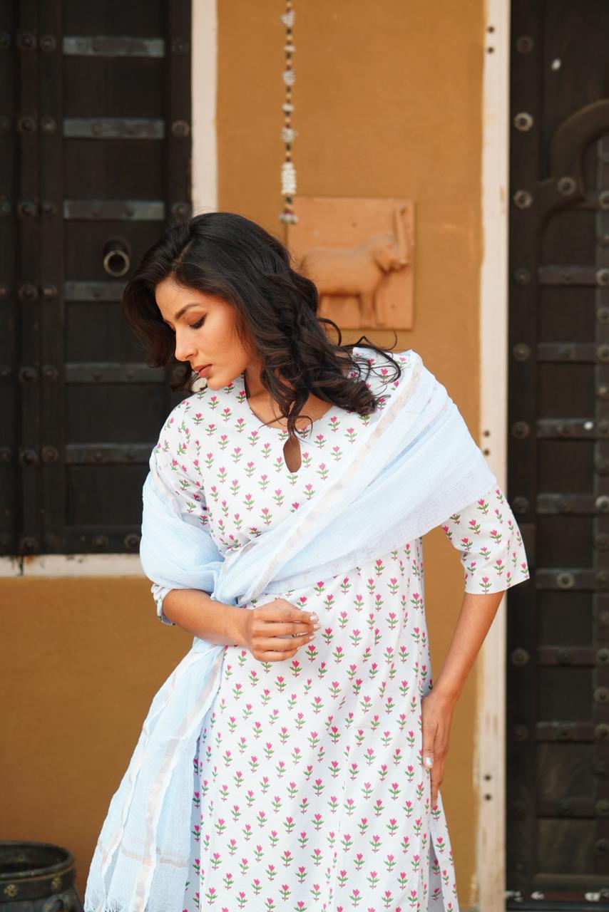 Powder blue kurta set