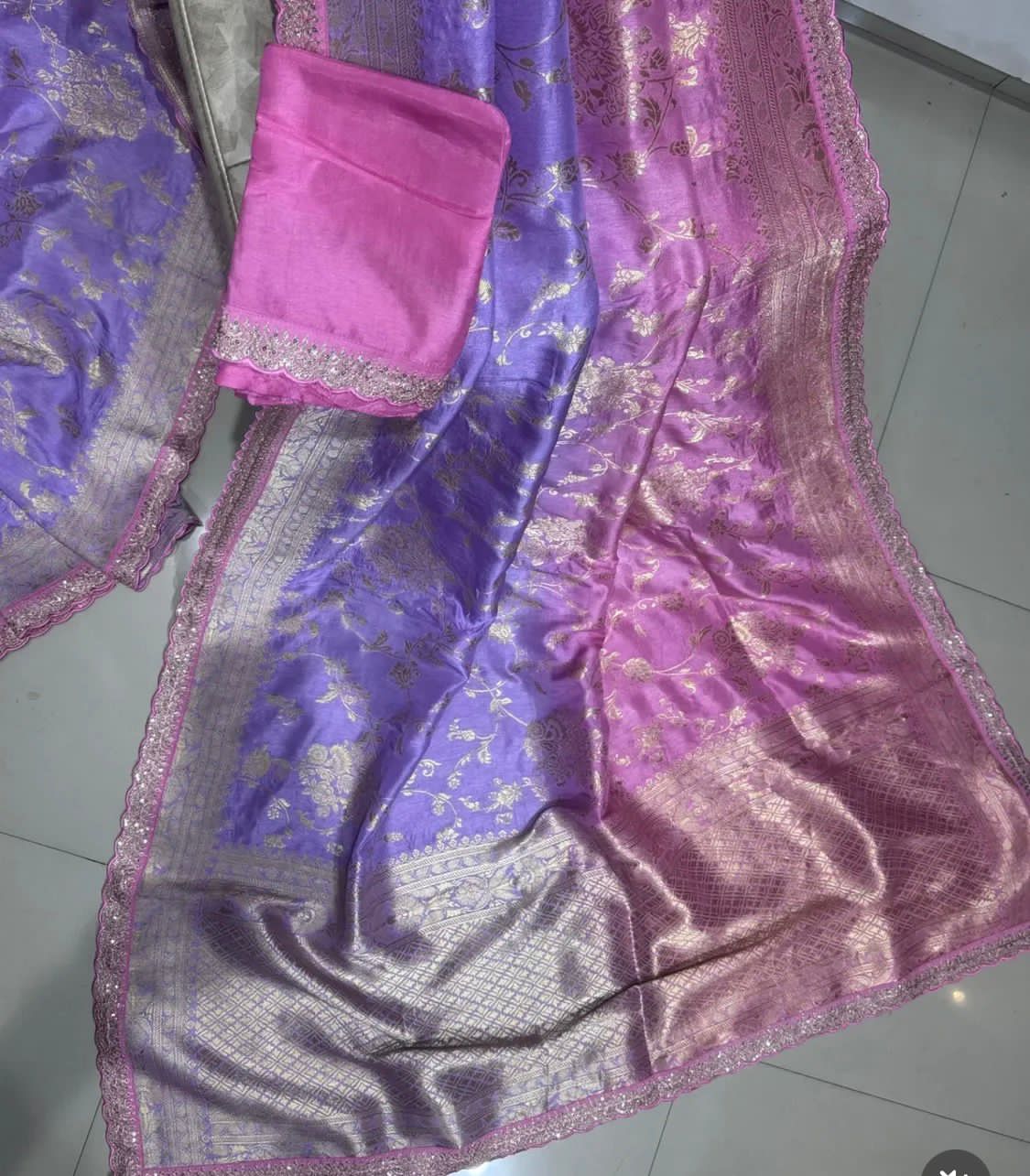 pink purple munga silk saree