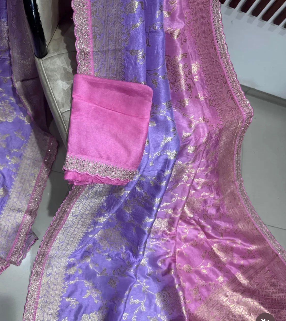 pink purple munga silk saree