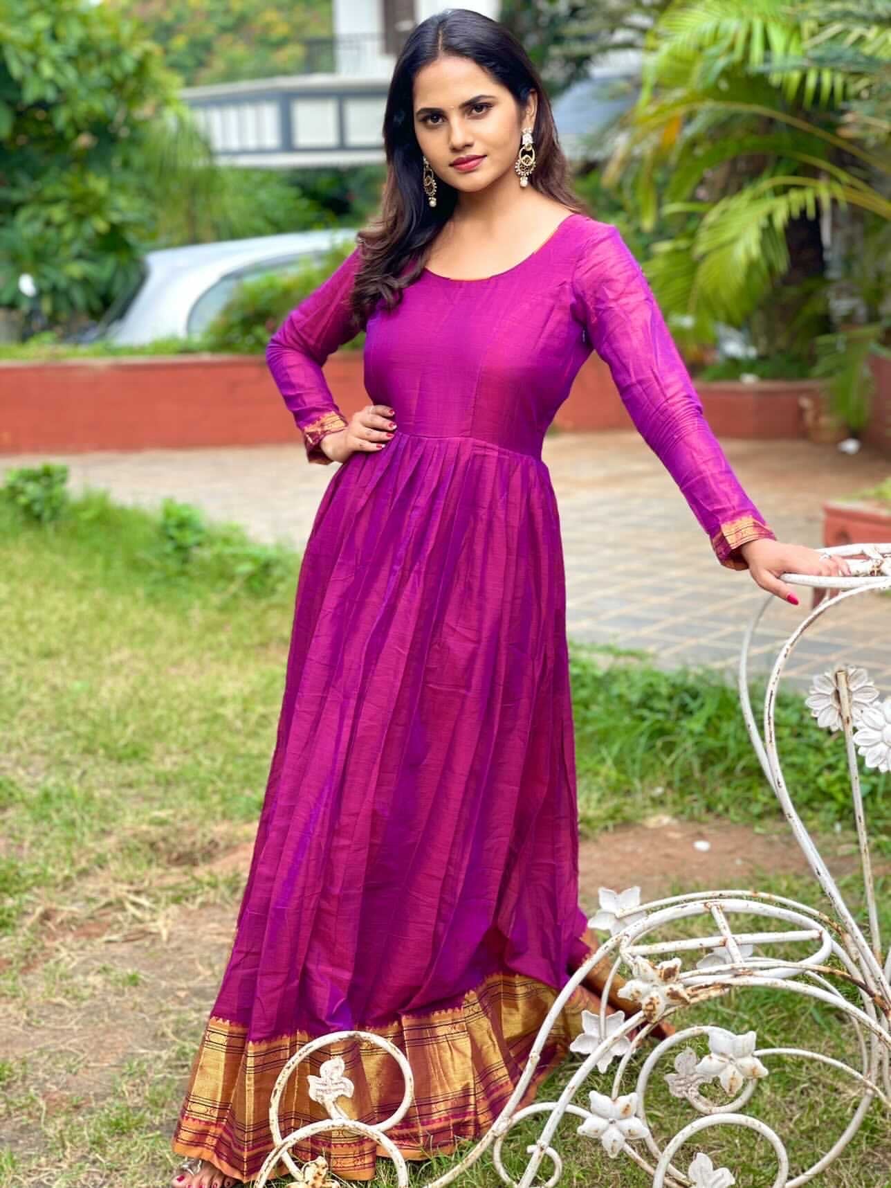 Purple Anarkali Suit