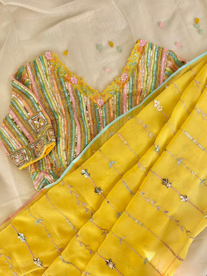Georgette and chiffon saree
